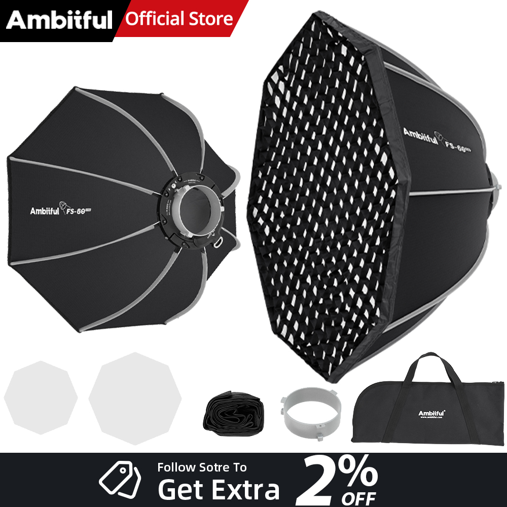 Photography Studio Lighting Set Up - AMBITFUL FS60PROII 빠른 설치 보웬스 마운트