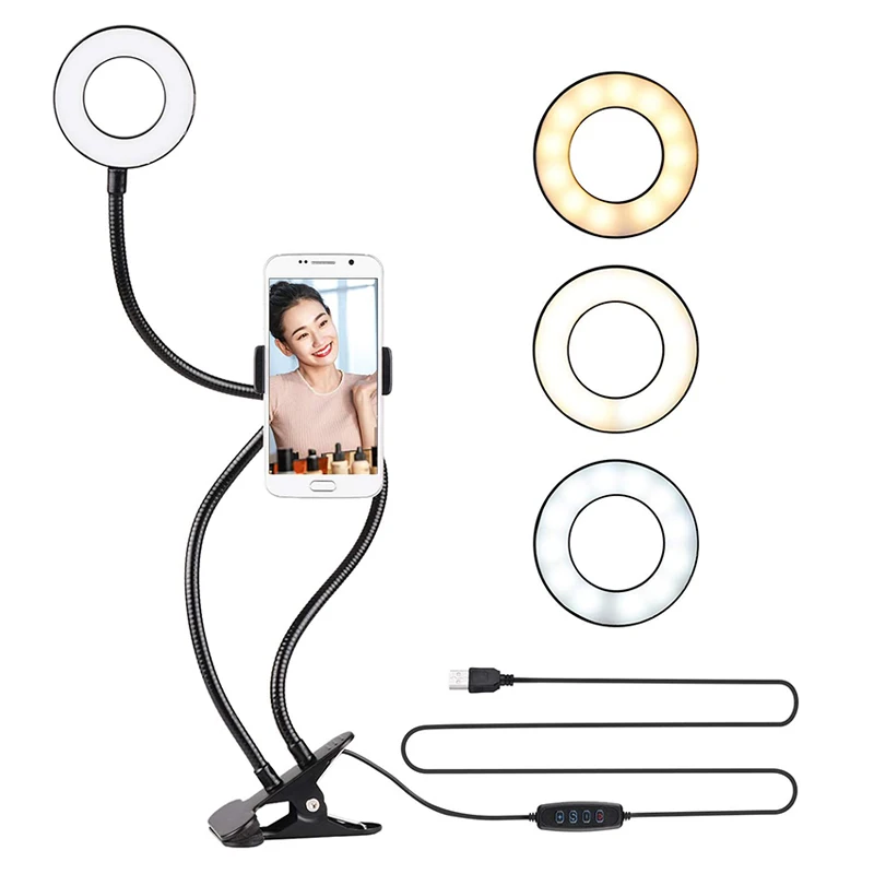 Photography Lighting Circle - 유연한 휴대 전화 홀더가있는 범용 Selfie