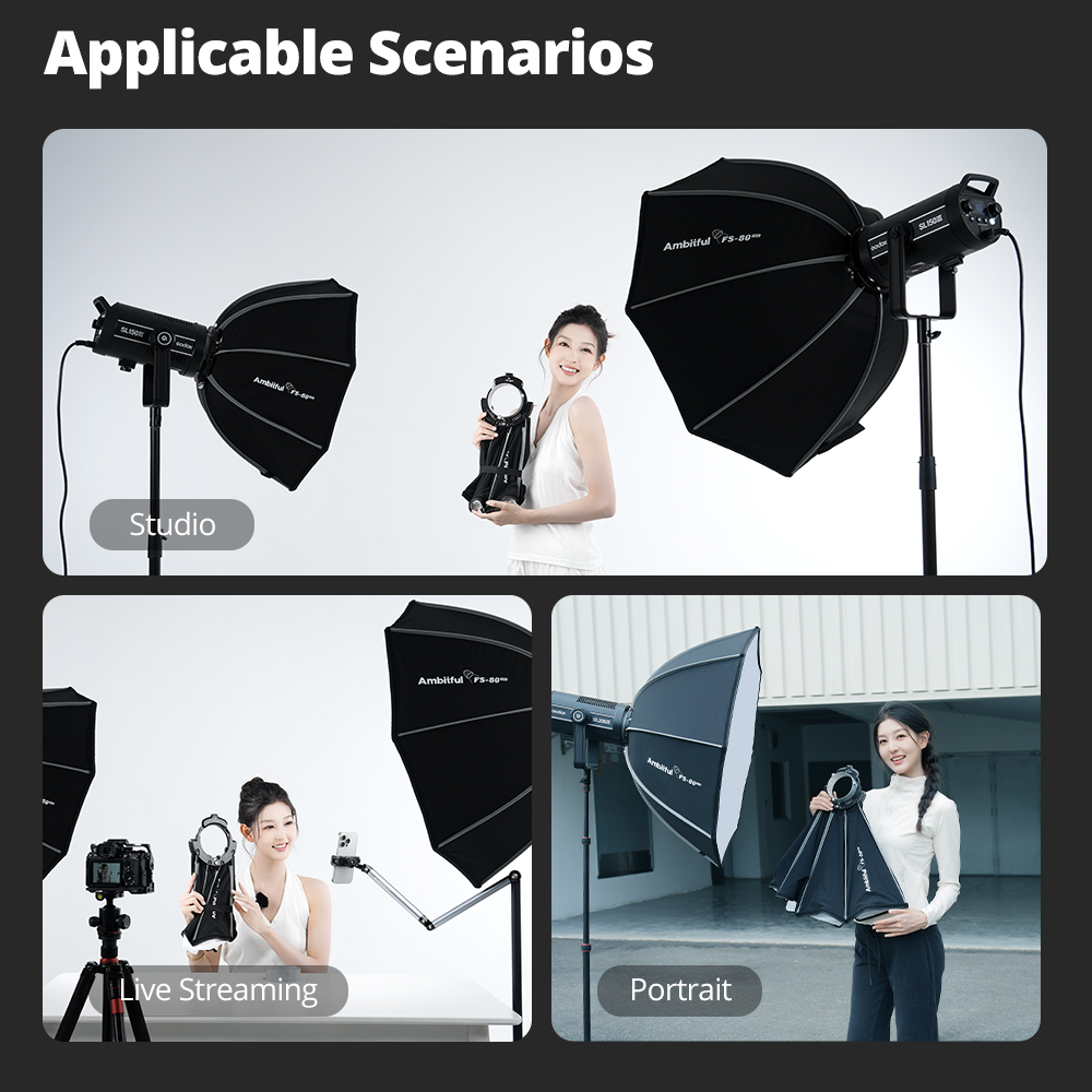 Photography Studio Lighting Set Up - 앰비트풀 FS80PRO 빠른 설치 보웬스 마운트