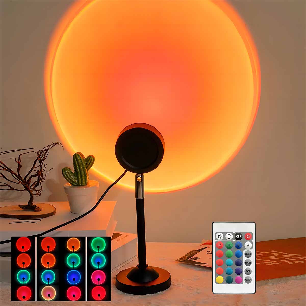 Photography Lighting Wall - 일몰 프로젝션 조명 리모컨 16색 무드등,
