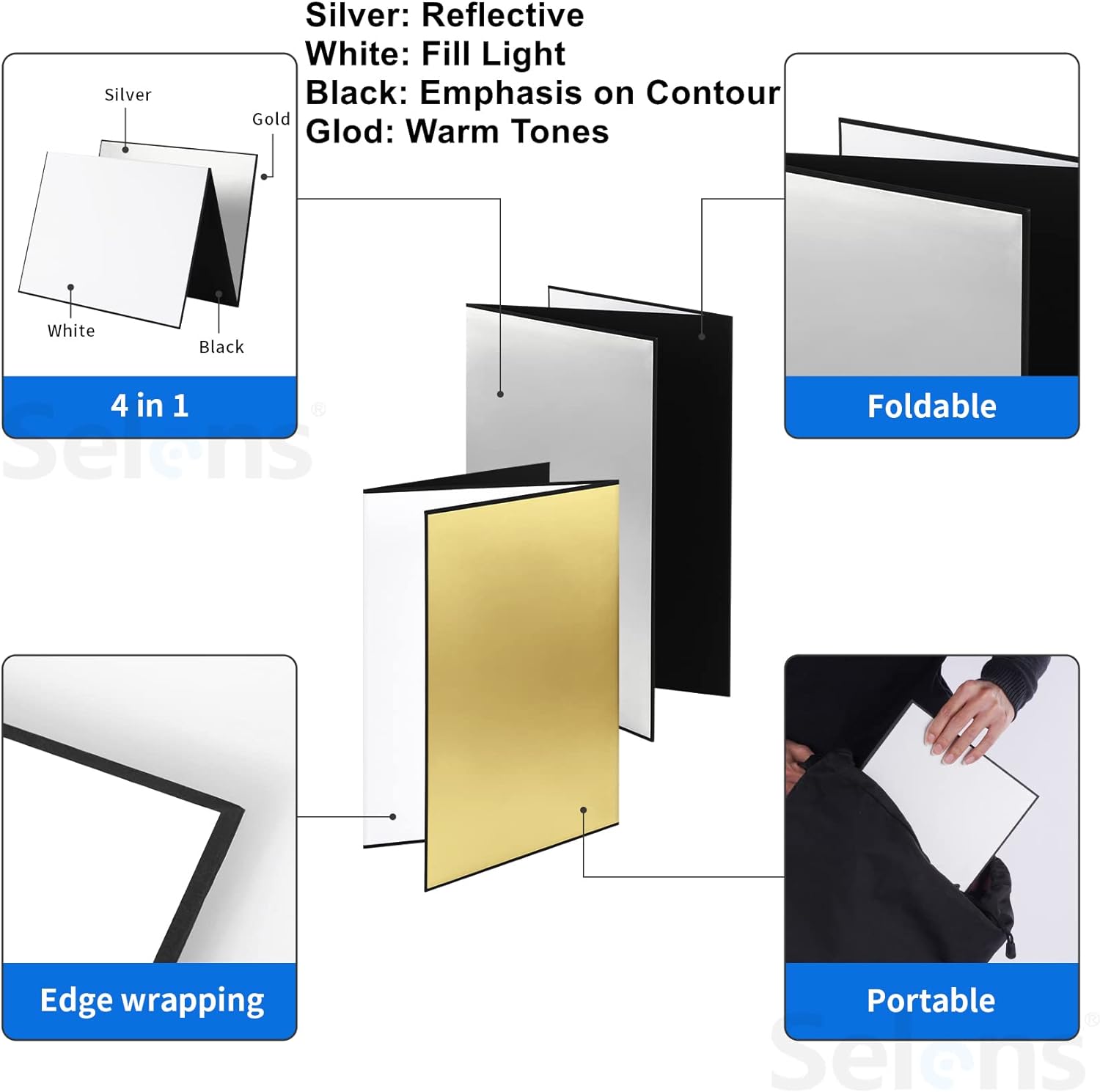Selens 사진 촬영용 빛 반사판, A3/A4 골판지 - Lighting In Photography Book 리뷰 및 가격