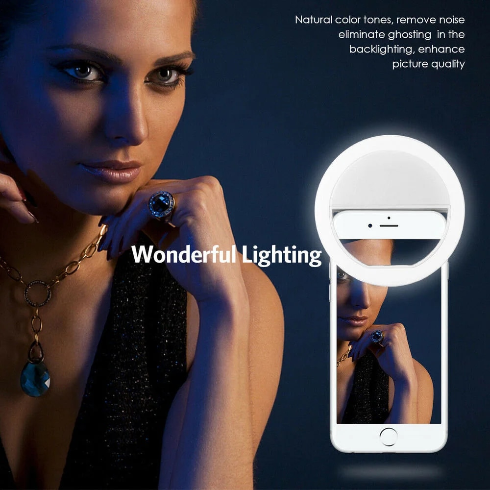 USB 충전식 LED 셀카 링 라이트, 전화 클립 사진 - Photography Lightning 리뷰 및 가격