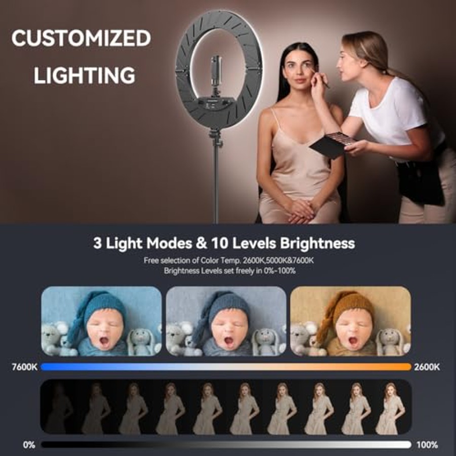 18인치 링 라이트 키트, 55W 6700k 디밍 가능 - Led Ring Light 18 리뷰 및 가격