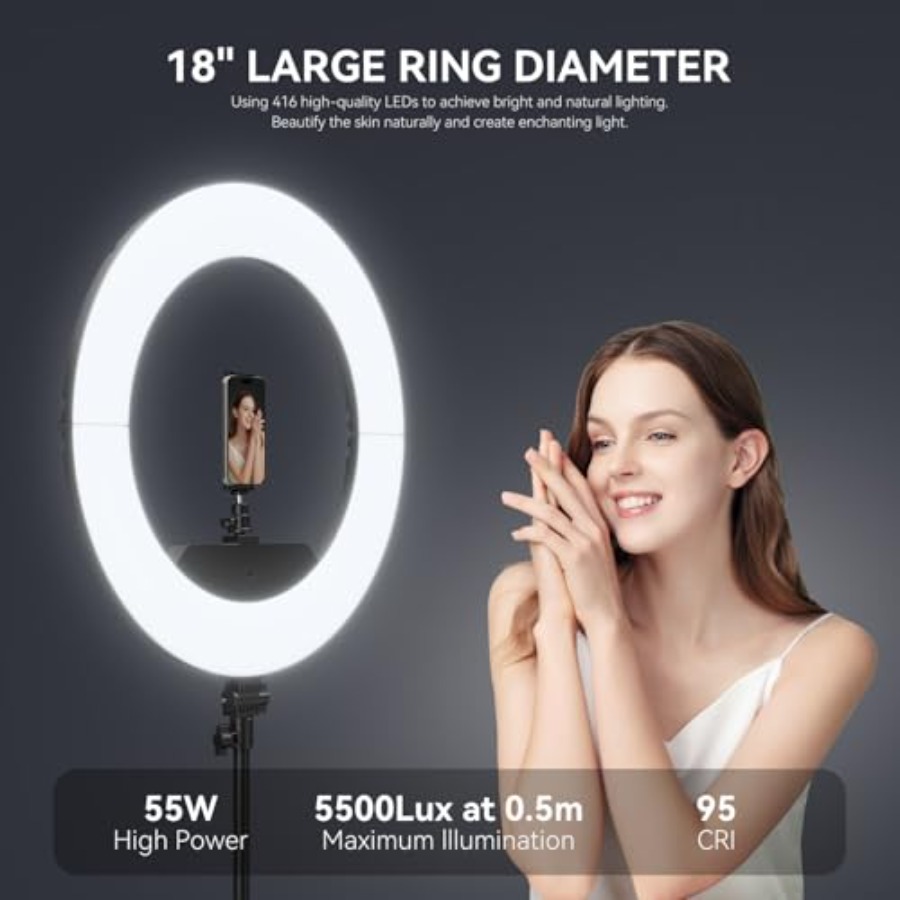 18인치 링 라이트 키트, 55W 6700k 디밍 가능 - Led Ring Light 18 리뷰 및 가격