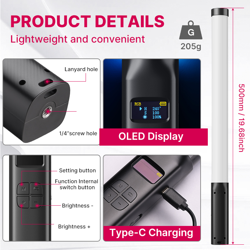 Ulanzi VL119 핸드 헬드 RGB 다채로운 스틱 - Photography Lighting Godox 리뷰 및 가격