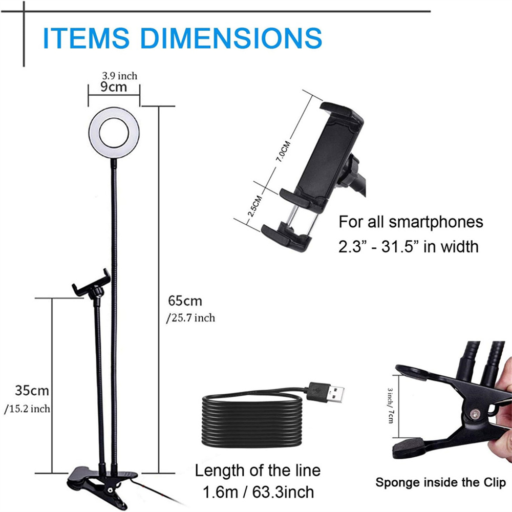셀카 링 라이트가 있는 범용 플렉시블 휴대폰 거치대,  - Photography Lighting Stick 리뷰 및 가격