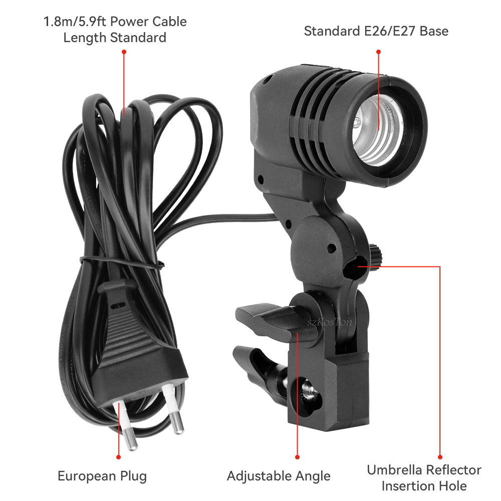 단일 헤드 전구 홀더 E27 소켓 플래시 우산 브래킷  - Photography Umbrella Lighting Kit 리뷰 및 가격