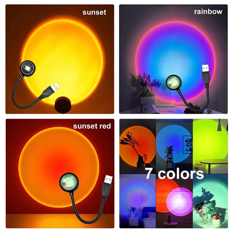 1-4pcs 일몰 램프 LED 레인보우 네온 나이트 라 - Photography Lighting Wall 리뷰 및 가격