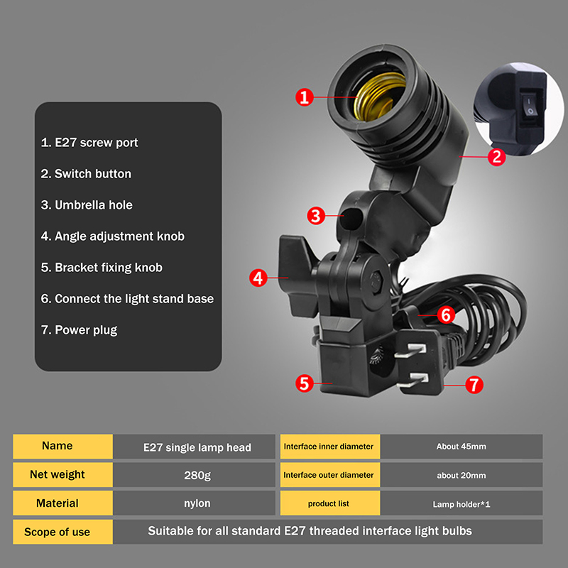 E27 AC 소켓 램프 싱글 헤드 전구 홀더 사진 촬영 - Photography Lightning 리뷰 및 가격