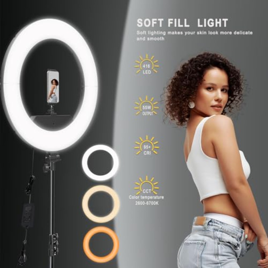 링 라이트 18인치 키트, 55W 6700k 디밍 가능 - Led Ring Light 18 리뷰 및 가격